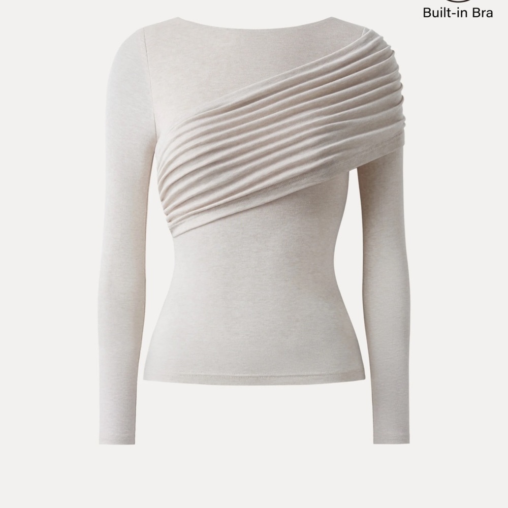 OGL Cream Asymmetrical Ruched Top NWT